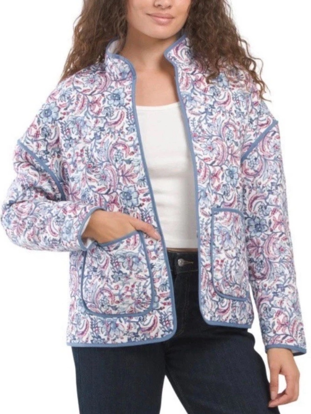 7 For All Mankind Floral Quilted Light Jacket